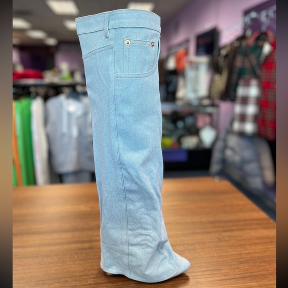 Falkon Denim Wedge Boots - Picture 2 of 6